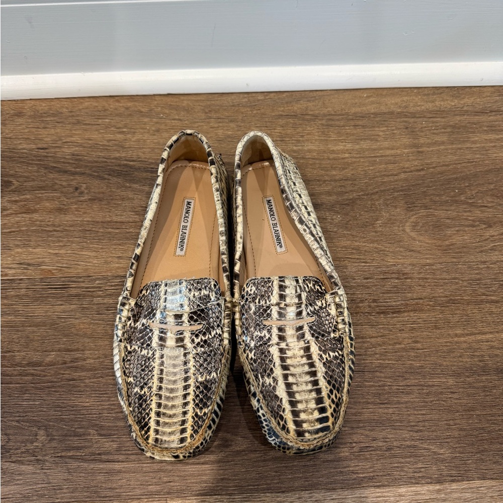 Manolo Blahnik Snakeskin Loafers